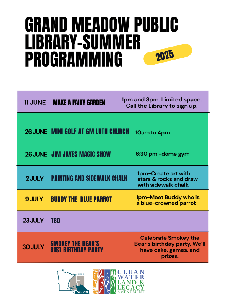 2025 Summer program schedule