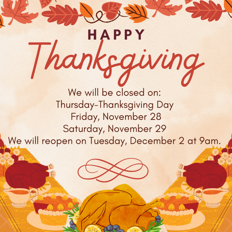 Thanksgiving schedule